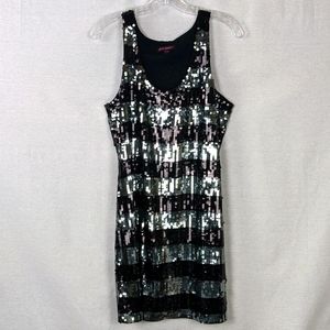 BETSEY JOHNSON BLACK & SILVER SEQUINED DRESS